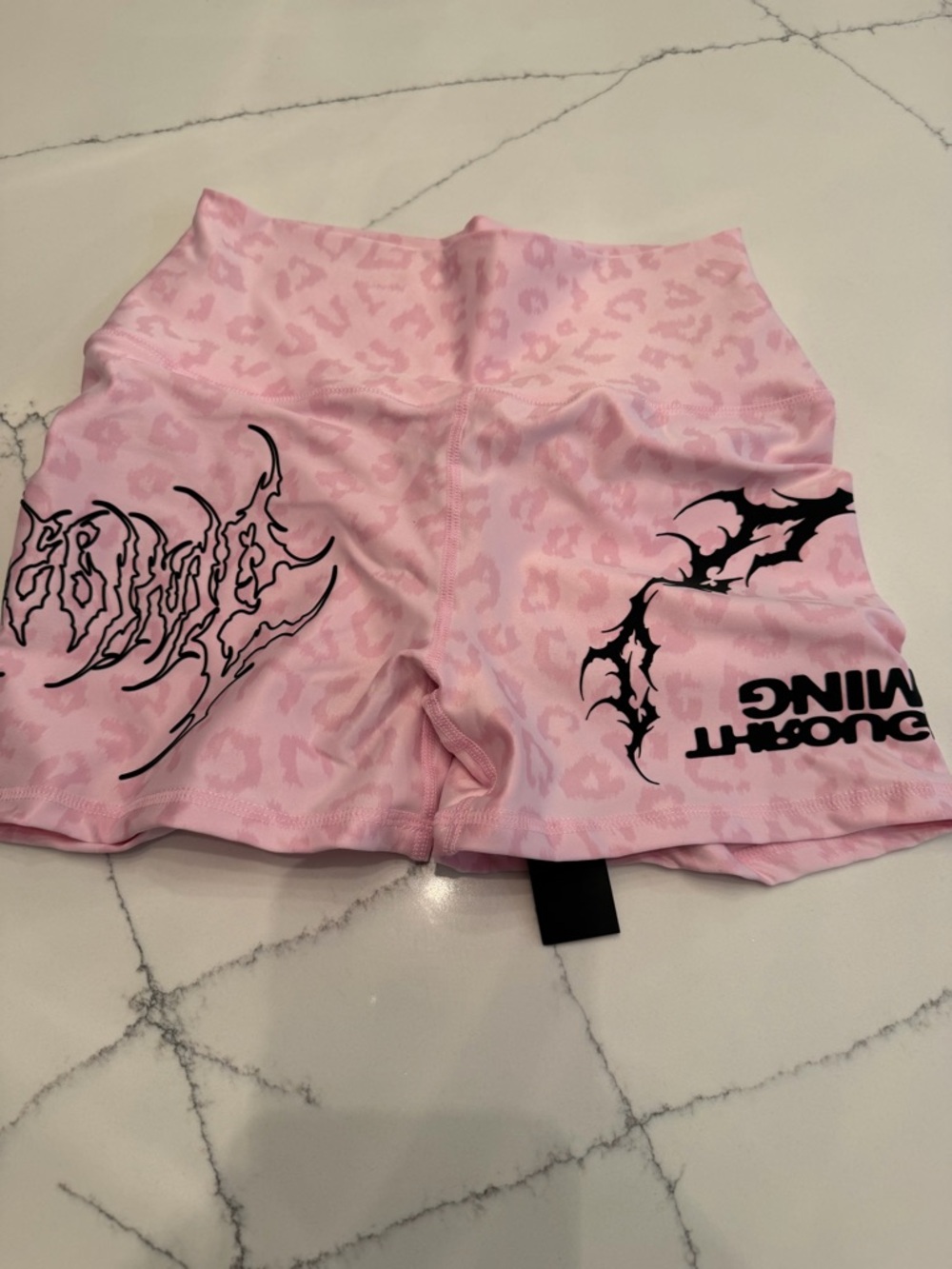Civil Regime Pink Leopard Print Women's Active Shorts (Sold)